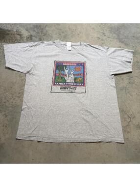 Vintage Y2K Outback Family Fitness Day 2002 Event T Shirt XL Gray Gym